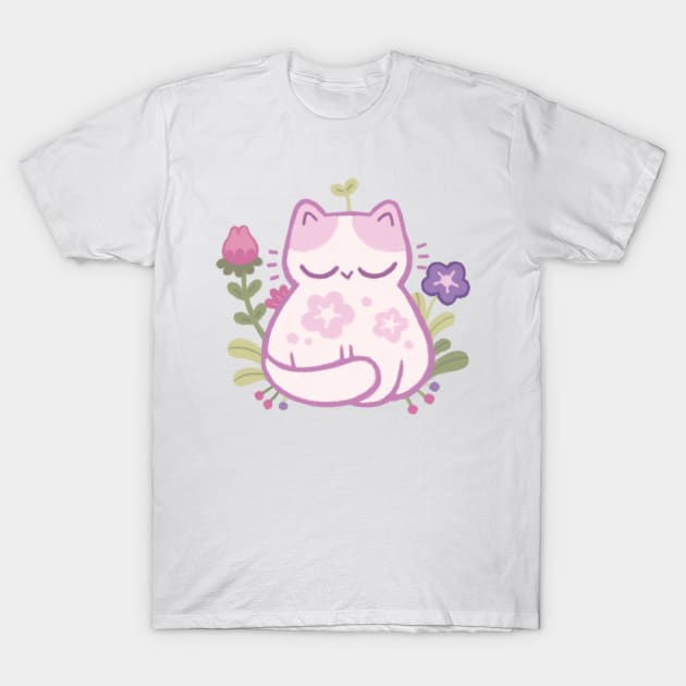 Flower Cat T-Shirt by Niamh Smith Illustrations